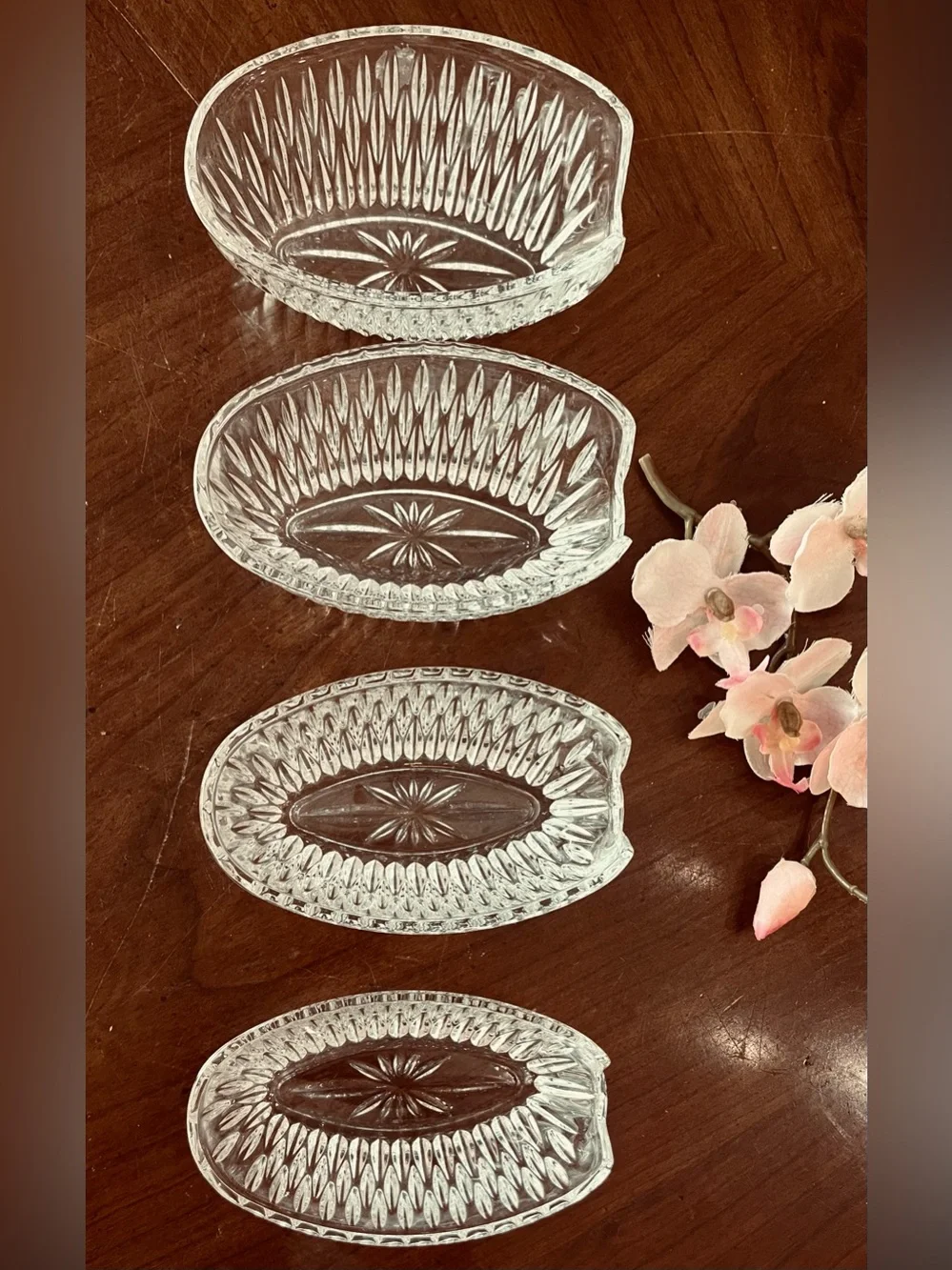 VTG Princess House Highlights Lead Crystal Flatware Holders Set of 4
